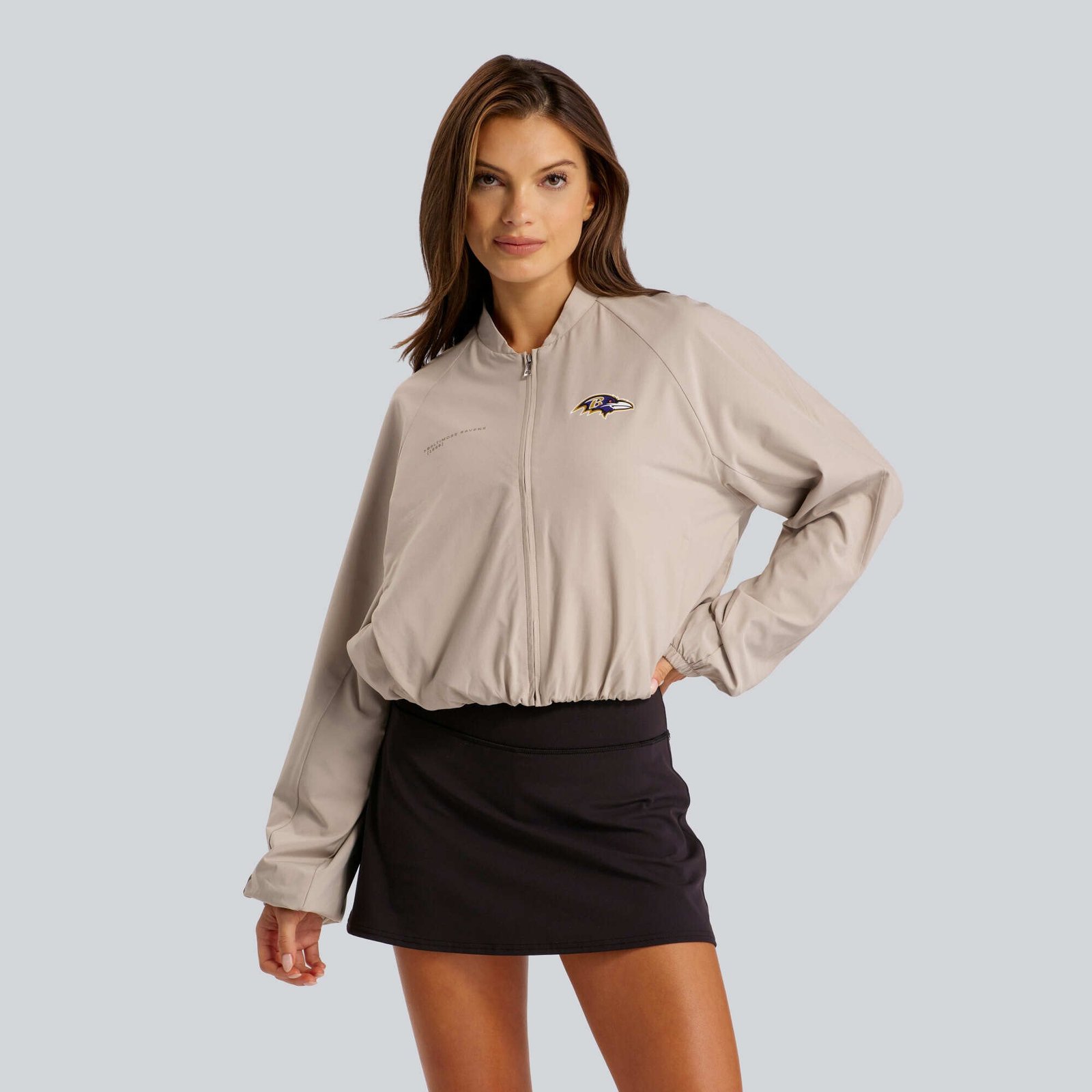 Women’s lululemon Downtown Tan Baltimore Ravens Breezily Full-Zip Bomber Jacket