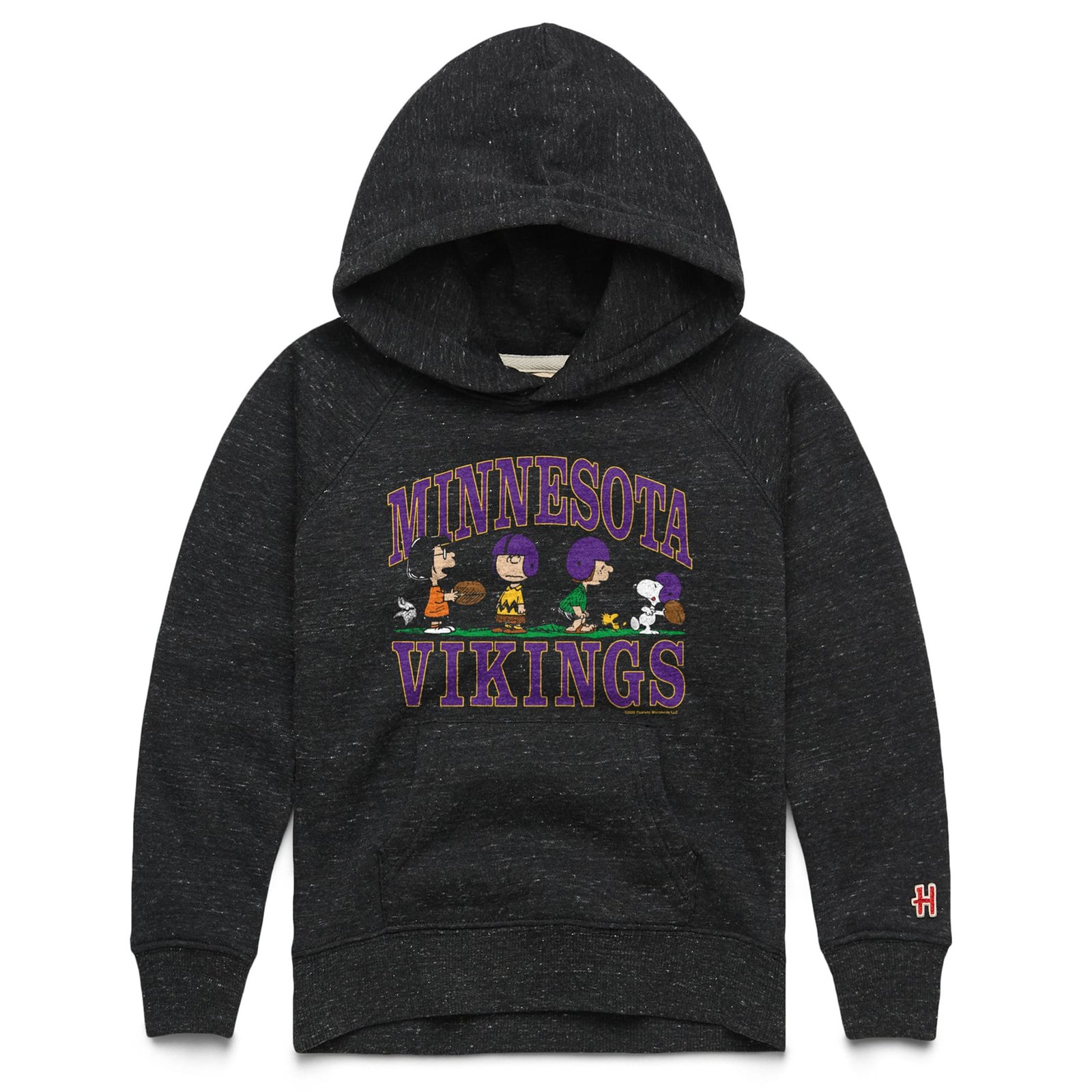 Youth Homage Charcoal Minnesota Vikings x Peanuts Backyard Football Tri-Blend Hoodie