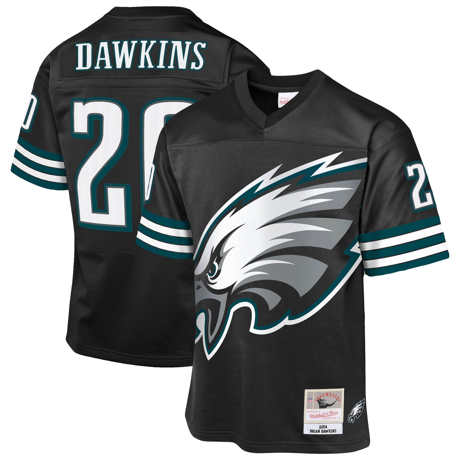 Youth Mitchell & Ness Brian Dawkins Black Philadelphia Eagles 2004 Throwback Fashion Jersey