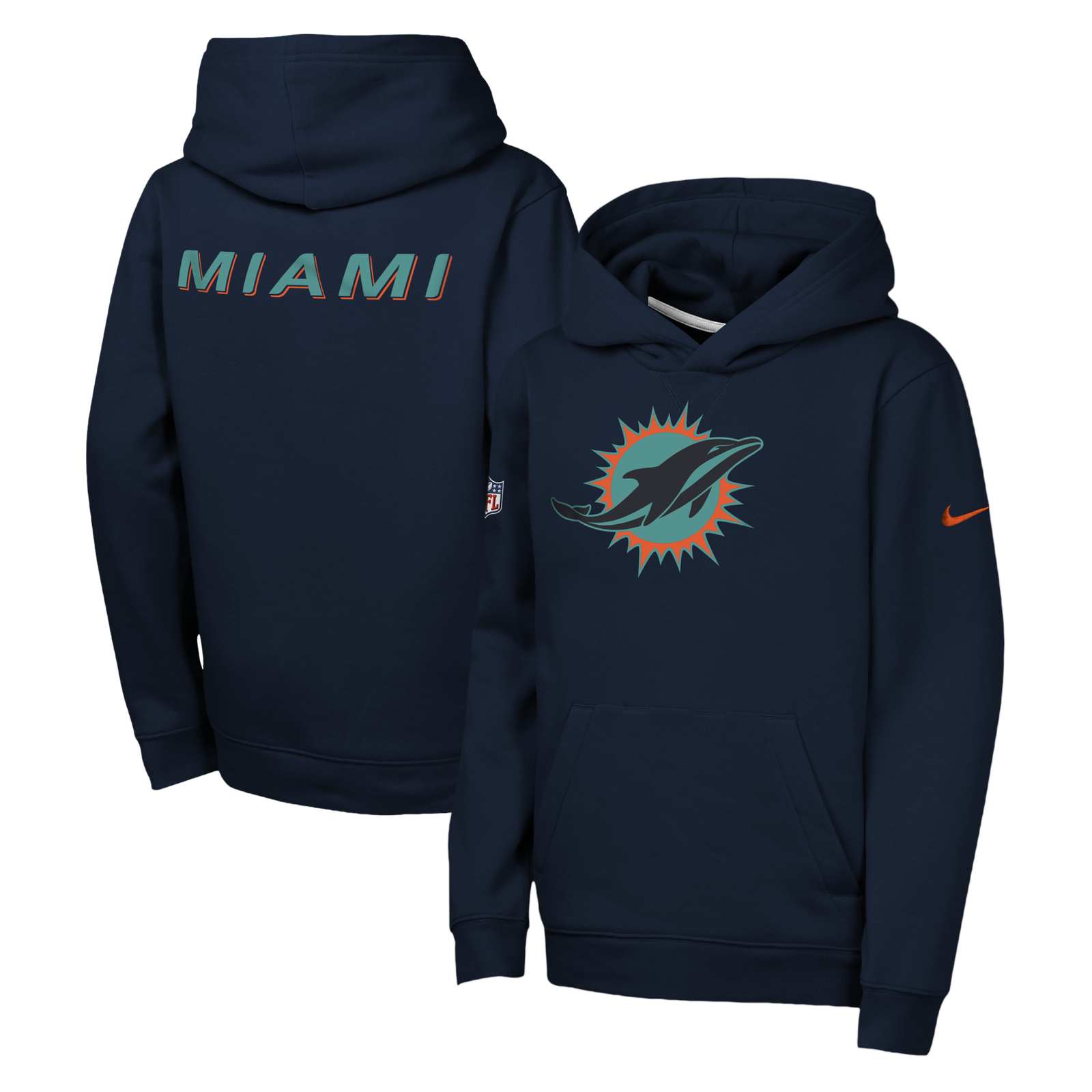 Youth Nike Navy Miami Dolphins Rivalries Collection Sideline Club Fleece Pullover Hoodie