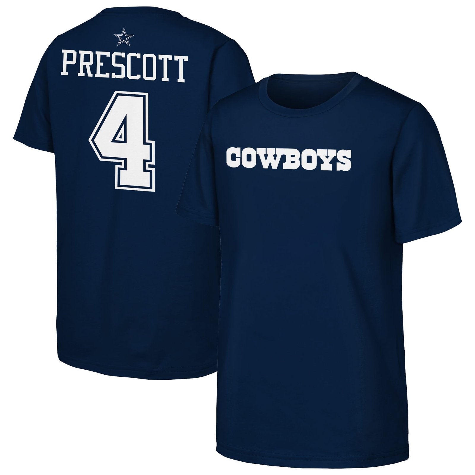 Youth Outerstuff Dak Prescott Navy Dallas Cowboys Name & Number T-Shirt