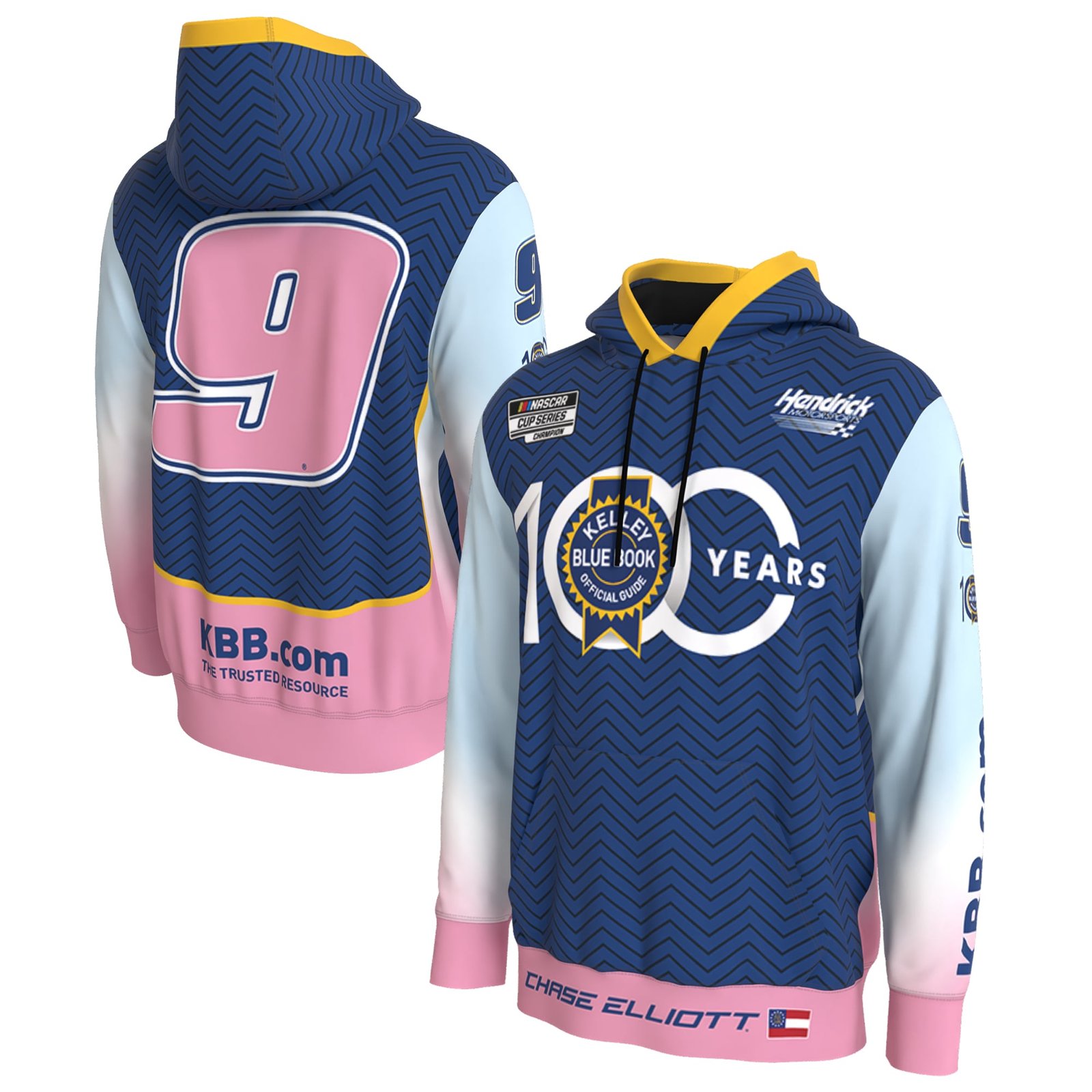 Youth ProSphere Blue Chase Elliott Kelly Blue Book 100th Anniversary Hoodie