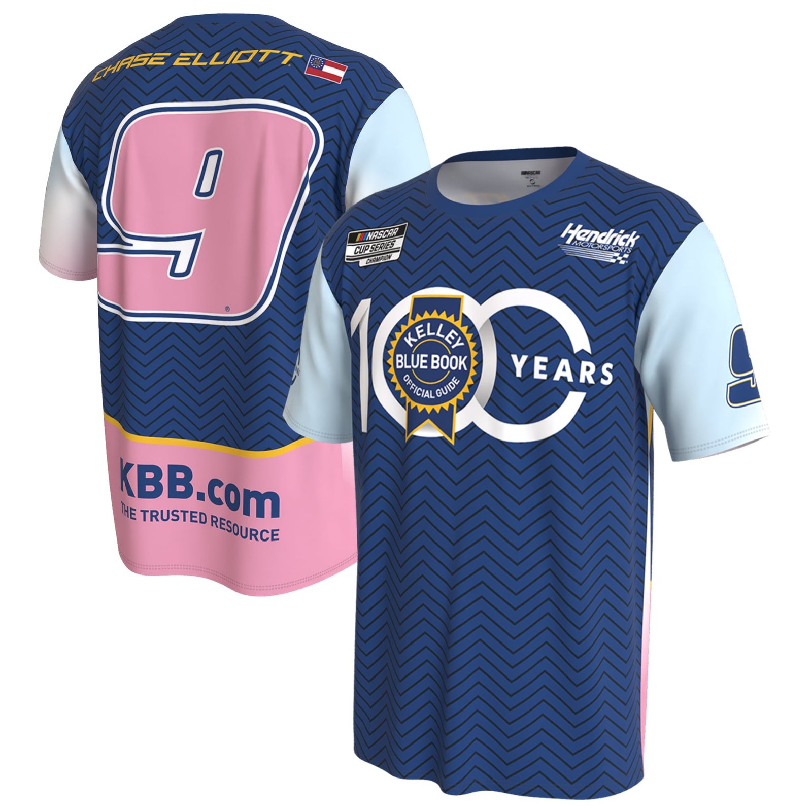 Youth ProSphere Blue Chase Elliott Kelly Blue Book 100th Anniversary T-Shirt